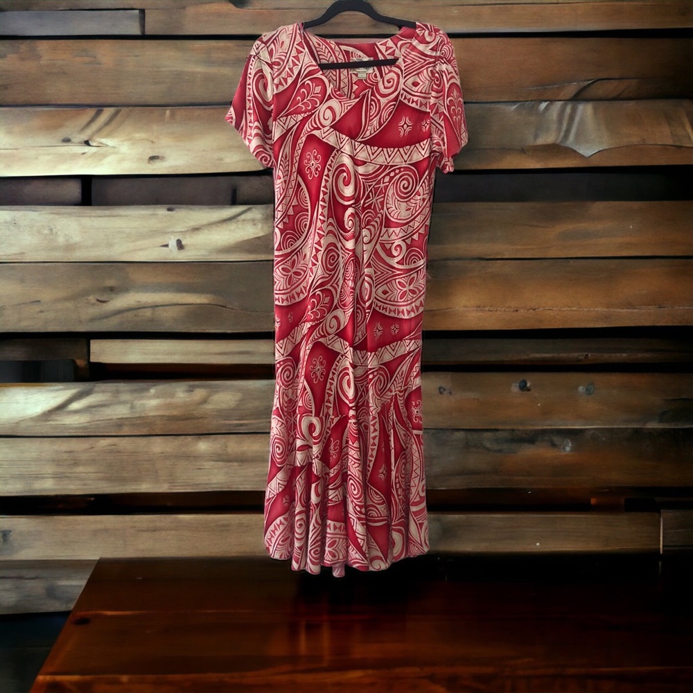 90's Hawaiian Original Peplum Maxi Dress